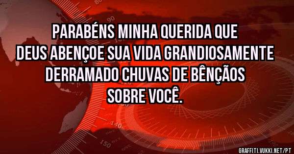 Parabéns minha querida que Deus abençoe sua vida grandiosamente derramado chuvas de bênçãos sobre você. 
