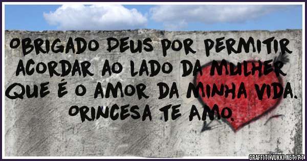 Obrigado Deus por permitir acordar ao lado da mulher que é o amor da minha vida.
Orincesa te Amo.