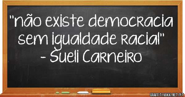 ''não existe democracia sem igualdade racial''
            - Sueli Carneiro