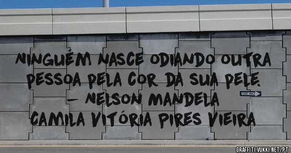 Ninguém nasce odiando outra pessoa pela cor da sua pele. - Nelson Mandela

Camila Vitória Pires Vieira 