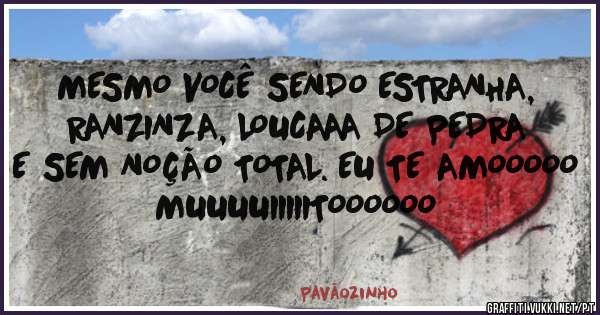 MESMO VOCÊ SENDO ESTRANHA, RANZINZA, LOUCAAA DE PEDRA E SEM NOÇÃO TOTAL. EU TE AMOOOOO MUUUUIIIIITOOOOOO