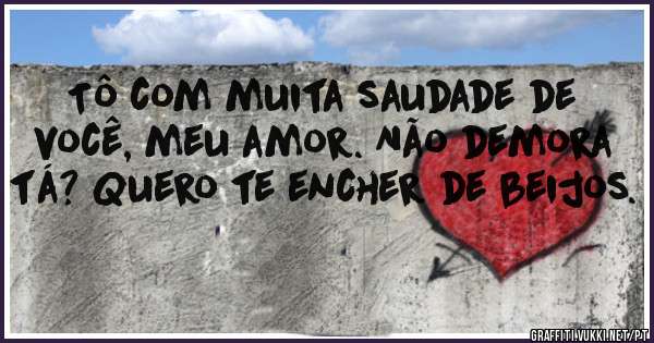 Tô com muita saudade de você, meu amor. Não demora tá? Quero te encher de beijos.