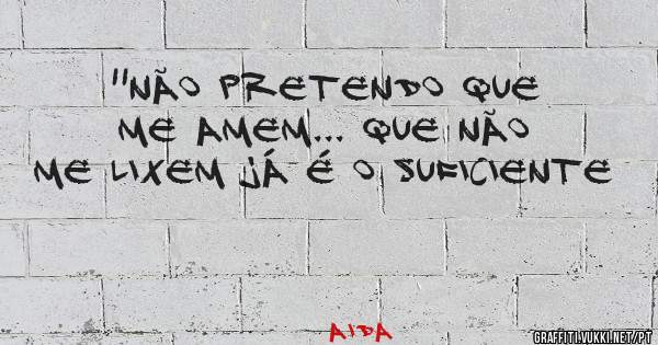 ''Não pretendo que me amem... Que não me lixem já é o suficiente