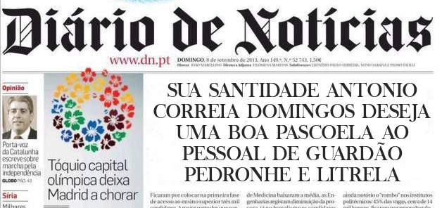 SUA SANTIDADE ANTONIO CORREIA DOMINGOS DESEJA UMA BOA PASCOELA AO PESSOAL DE GUARDÃO PEDRONHE E LITRELA