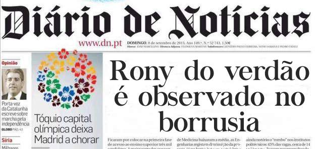 Rony do verdão é observado no borrusia