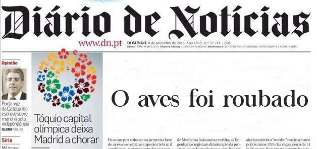 O aves foi roubado