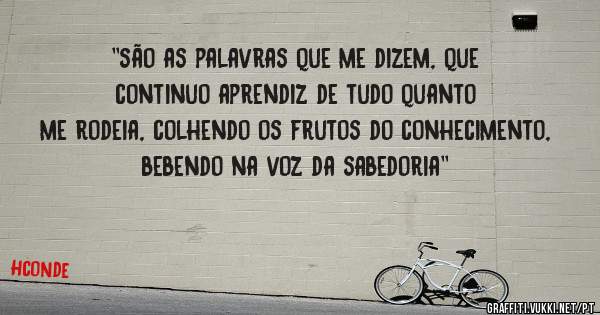 ''são as palavras que me dizem, que continuo aprendiz de tudo quanto me rodeia, colhendo os frutos do conhecimento, bebendo na voz da sabedoria'' 
