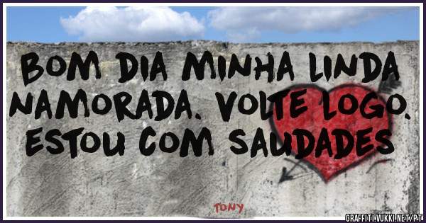bom dia minha linda namorada. volte logo. estou com saudades