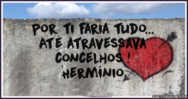 Por ti faria tudo...
Até atravessava 
concelhos !
Hermínio