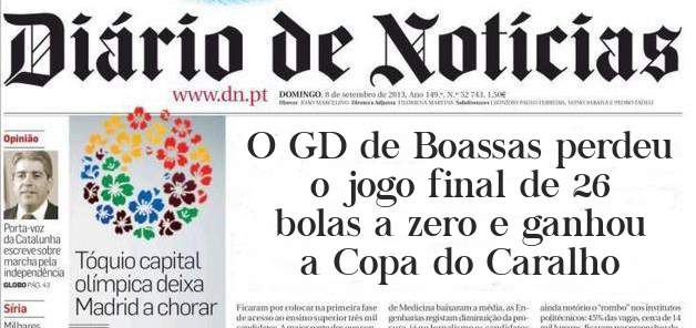 O GD de Boassas perdeu o jogo final de 26 bolas a zero e ganhou a Copa do Caralho 