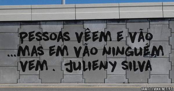 Pessoas vêem e vão ...mas em vão ninguém vem .  julieny silva 

