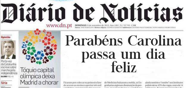 Parabéns Carolina
passa um dia feliz