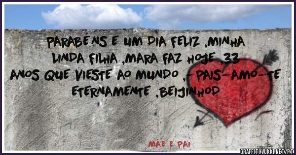 PARABÉNS E UM DIA FELIZ ,MINHA LINDA FILHA ,MARA FAZ HOJE ,33 ANOS QUE VIESTE AO MUNDO ,-PAIS-AMO-TE ETERNAMENTE ,BEIJINHOD