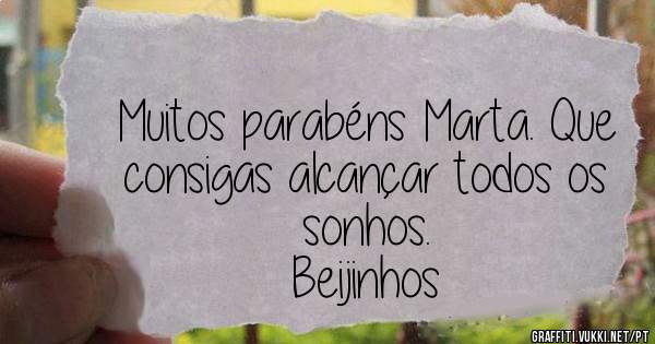 Muitos parabéns Marta. Que consigas alcançar todos os sonhos.
Beijinhos