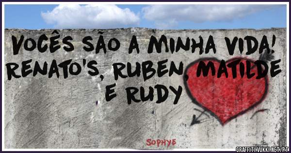 Vocês são a minha vida!
Renato's, Ruben, Matilde e Rudy