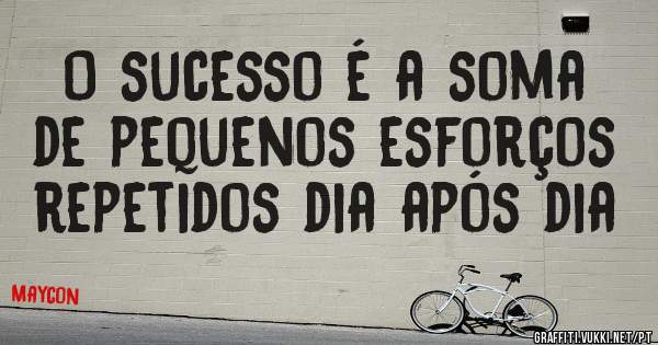 O sucesso é a soma de pequenos esforços repetidos dia após dia 