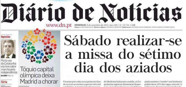 Sábado realizar-se a missa do sétimo dia dos aziados