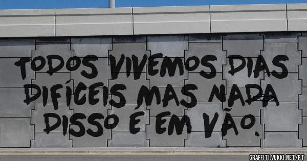 TODOS VIVEMOS DIAS DIFÍCEIS MAS NADA  DISSO É EM VÃO.