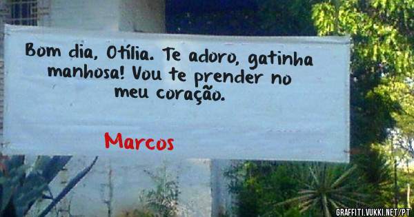 Bom dia, Otília. Te adoro, gatinha manhosa! Vou te prender no meu coração. 
