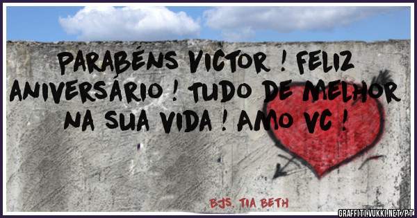Parabéns Victor ! Feliz aniversário ! Tudo de melhor na sua vida ! Amo vc ! 