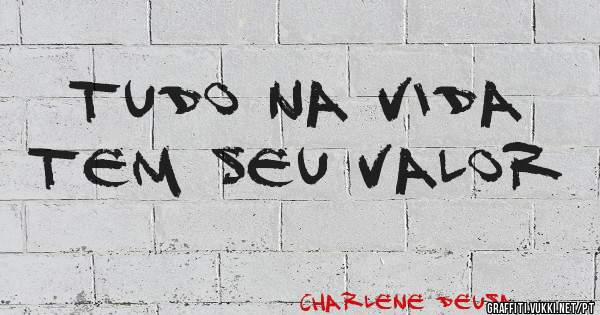 Tudo na vida tem seu valor 