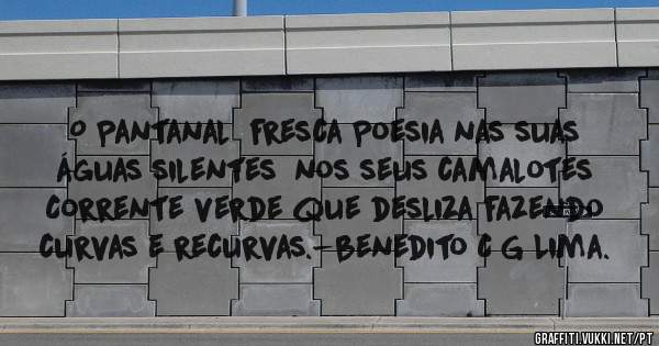 O Pantanal  fresca Poesia nas suas águas silentes  nos seus camalotes
Corrente verde que desliza fazendo curvas e recurvas.-benedito C G Lima.
