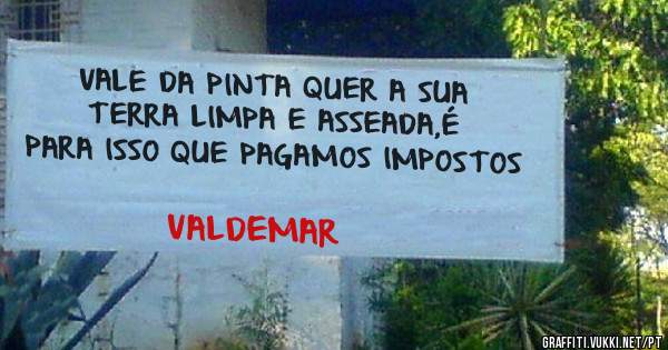 VALE DA PINTA QUER A SUA TERRA LIMPA E ASSEADA,É PARA ISSO QUE PAGAMOS IMPOSTOS