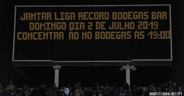 Jantar Liga Record Bodegas Bar
Domingo dia 2 de Julho 2019
Concentração no Bodegas às 19:00