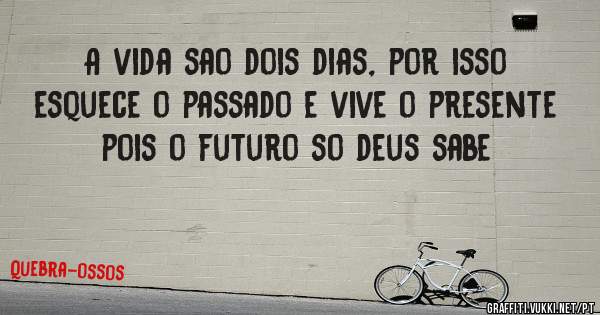 A vida sao dois dias, por isso esquece o passado e vive o presente pois o futuro so deus sabe