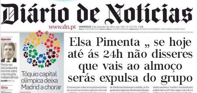 Elsa Pimenta ,, se hoje até ás 24h não disseres que vais ao almoço serás expulsa do grupo
