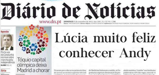 Lúcia muito feliz conhecer Andy