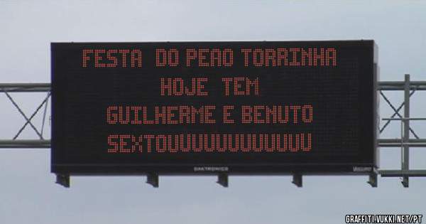 FESTA  DO PEAO TORRINHA
               HOJE  TEM
   GUILHERME e BENUTO
    SEXTOUuuuuuuuuuuu