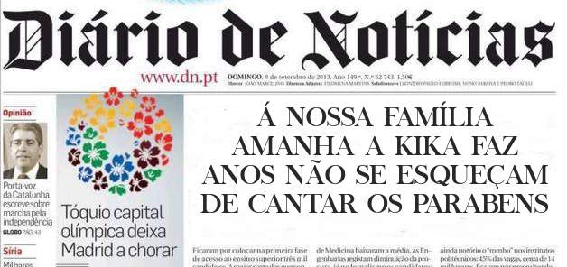 Á NOSSA FAMÍLIA AMANHA A KIKA FAZ ANOS NÃO SE ESQUEÇAM DE CANTAR OS PARABENS