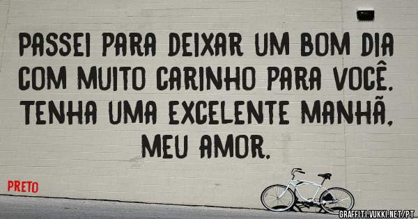 Passei para deixar um bom dia com muito carinho para você. Tenha uma excelente manhã, meu amor.