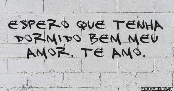 Espero que tenha dormido bem meu amor. Te amo. 