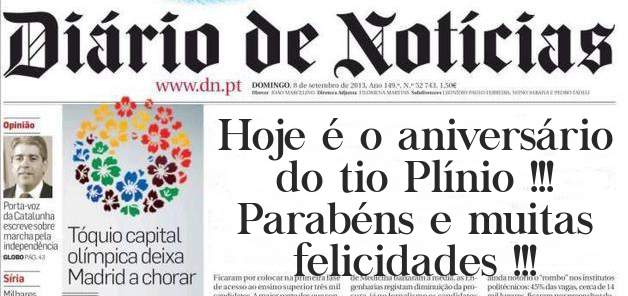 Hoje é o aniversário do tio Plínio !!!
Parabéns e muitas felicidades !!!