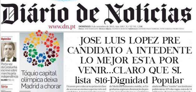 
JOSE LUIS LOPEZ PRE CANDIDATO A INTEDENTE
LO MEJOR ESTA POR VENIR...CLARO QUE SI.  
lista 816-Dignidad Popular