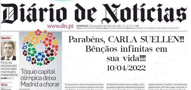 Parabéns, CARLA SUELLEN!!!
Bênçãos infinitas em sua vida!!!!
10/04/2022