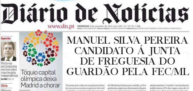 MANUEL SILVA PEREIRA CANDIDATO Á JUNTA DE FREGUESIA DO GUARDÃO PELA FEC/ML