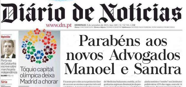 Parabéns aos novos Advogados Manoel e Sandra