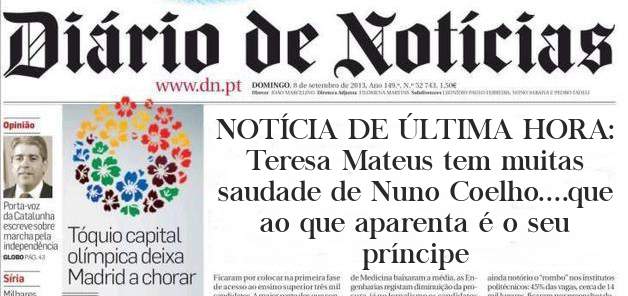 NOTÍCIA DE ÚLTIMA HORA: Teresa Mateus tem muitas saudade de Nuno Coelho....que ao que aparenta é o seu príncipe
