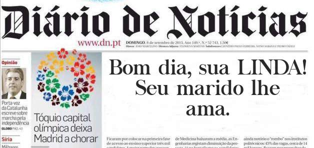 Bom dia, sua LINDA!
Seu marido lhe ama.