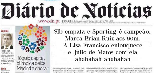 Slb empata e Sporting é campeão..
Marca Brian Ruiz aos 90m.
A Elsa Francisco enlouquece e Júlio de Matos com ela ahahahah ahahahah