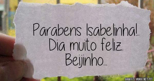 Parabens Isabelinha!..
Dia muito feliz.
Beijinho...