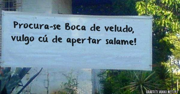 Procura-se Boca de veludo, vulgo cú de apertar salame!