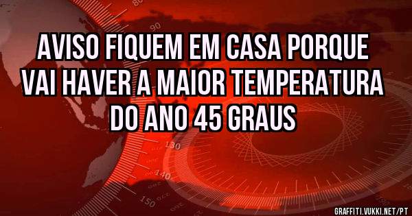 Aviso fiquem em casa porque vai haver a maior temperatura do ano 45 graus
