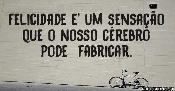  Felicidade e' um sensação que o nosso cérebro pode  fabricar.