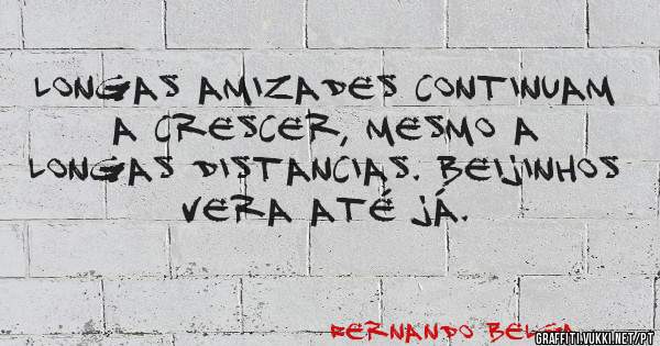 Longas amizades continuam a crescer, mesmo a longas distancias. Beijinhos Vera até já.