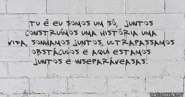 Tu é Eu somos um só,  juntos construímos uma história uma vida, sonhamos juntos, ultrapassamos obstáculos e aqui estamos juntos e inseparáveasas. 