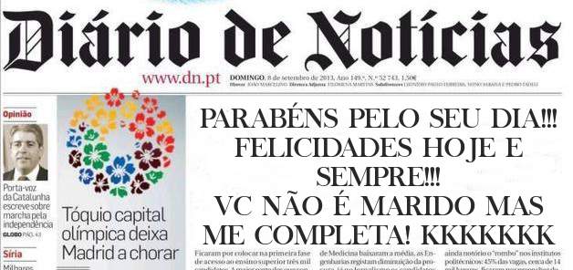 PARABÉNS PELO SEU DIA!!!
FELICIDADES HOJE E SEMPRE!!!
VC NÃO É MARIDO MAS ME COMPLETA! KKKKKKK